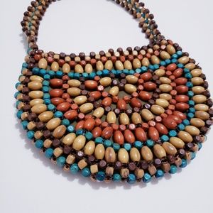 Wood Beaded Purse Multi Color BOHO style